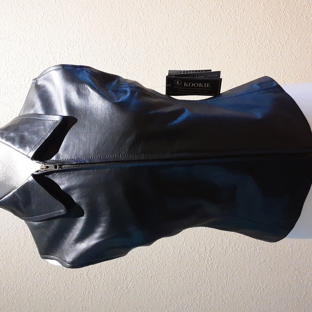 Black leather vest